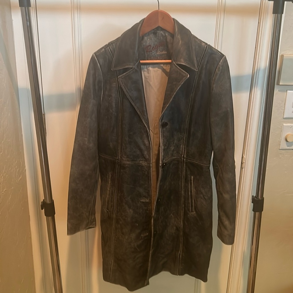 Vintage Style Men's Leather Coat - Dark Brown